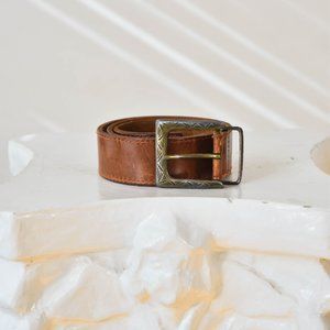 Vintage Brown Leather Belt, Brown Western Belt, 70s Belt Size 30 31 32